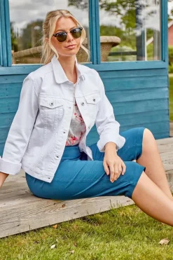 Roman White Classic Cotton Denim Jacket