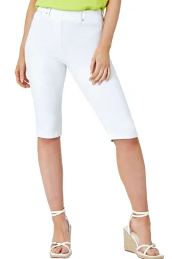 Roman White Denim Stretch Knee Length Pedal Pusher