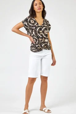 Roman White Essential Stretch Knee Length Shorts