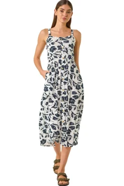 Roman White Floral Print Midi Sundress