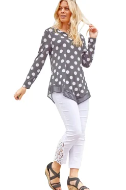 Roman White Lace Insert Crop Stretch Trousers