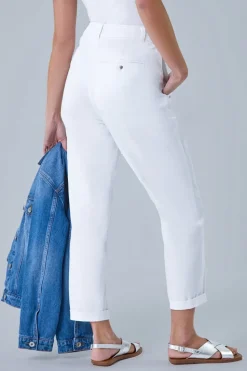 Roman White Petite Cotton Blend Stretch Chino Trousers