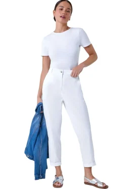 Roman White Petite Cotton Blend Stretch Chino Trousers