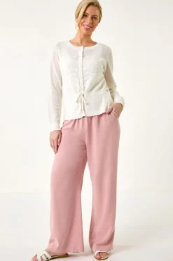 Roman White Petite Floral Button Up Cardigan