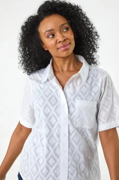 Roman White Petite Jacquard One Pocket Shirt
