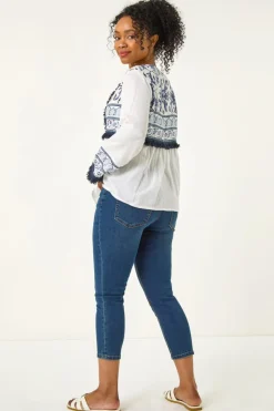 Roman White Petite Tassel Detail Jacket