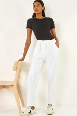Roman White Seam Detail Cropped Trousers