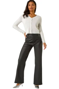 Roman White Shimmer V-Neck Ribbed Cardigan