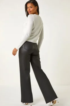 Roman White Shimmer V-Neck Ribbed Cardigan