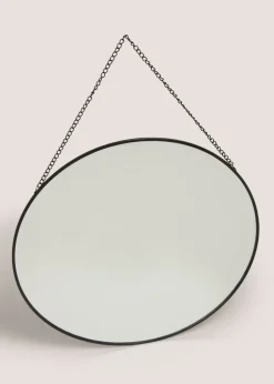 Round Mirror with Black Chain (40cm x40cm x1cm)