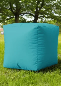 rucomfy Indoor/Outdoor Cube Turquoise Beanbag