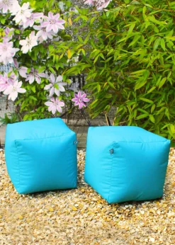 rucomfy Indoor/Outdoor Cube Turquoise Beanbag