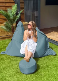 rucomfy Indoor/Outdoor Giant Squashy Squarbie Seafoam Blue Beanbag