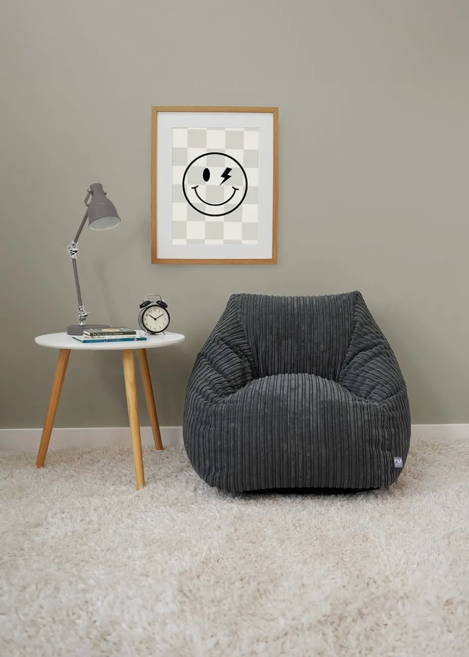 rucomfy Jumbo Cord Big Kids Snuggle Chair Slate Grey Beanbag