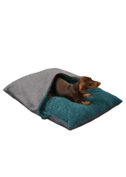 rucomfy Jumbo Cord Burrower Medium Teal Pet Bed