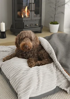 rucomfy Jumbo Cord Burrower Large Platinum Grey Pet Bed