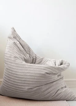 rucomfy Jumbo Cord Floor Cushion Platinum Grey Beanbag
