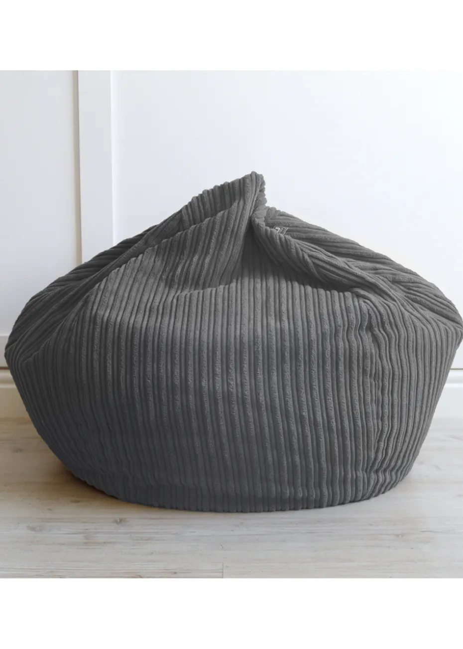 rucomfy Jumbo Cord Kids Slouchbag Slate Grey Beanbag