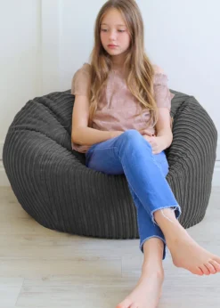 rucomfy Jumbo Cord Kids Slouchbag Slate Grey Beanbag