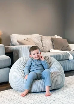 rucomfy Jumbo Cord Kids Slouchbag Platinum Grey Beanbag