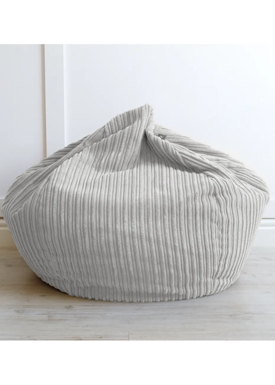 rucomfy Jumbo Cord Kids Slouchbag Platinum Grey Beanbag