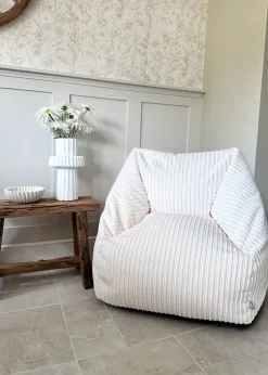 rucomfy Jumbo Cord Large Snuggle Chair Ivory Beanbag