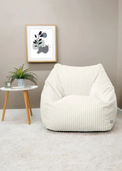 rucomfy Jumbo Cord Large Snuggle Chair Ivory Beanbag