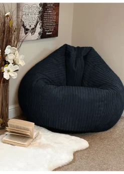 rucomfy Jumbo Cord Slouchbag Navy Blue Beanbag