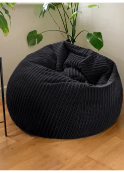 rucomfy Jumbo Cord Slouchbag Black Beanbag