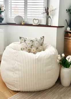 rucomfy Jumbo Cord Slouchbag Ivory Beanbag