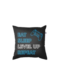 rucomfy Printed Eat Sleep Level Up Repeat Cushion