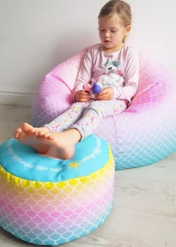 rucomfy Printed Kids Classic Mermaid Ombre Beanbag