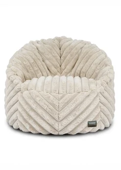 rucomfy Ribbed Faux Fur Zen Chair Cream Beanbag
