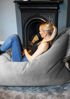 rucomfy Velvet Extra Large Squarbie Pebble Grey Beanbag
