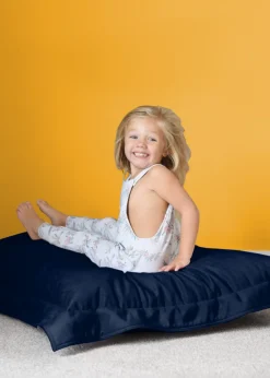 rucomfy Velvet Junior Squarbie Peacock Blue Beanbag
