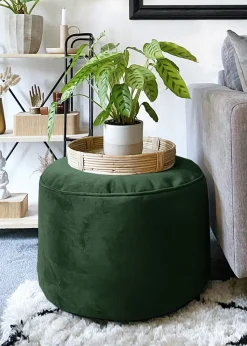 rucomfy Velvet Pouffe Emerald Green Beanbag