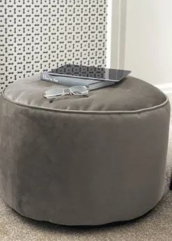 rucomfy Velvet Pouffe Pebble Grey Beanbag