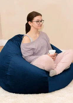 rucomfy Velvet Slouchbag Peacock Blue Beanbag