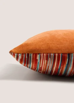 Rust Velvet Stripe Cushion