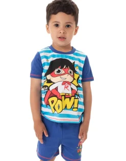 Ryan's World White Striped Kids Shortie Pyjamas (2-8 Years)