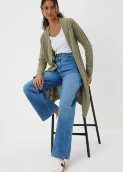 Sage Green Pointelle Longline Cardigan