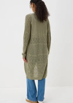Sage Green Pointelle Longline Cardigan