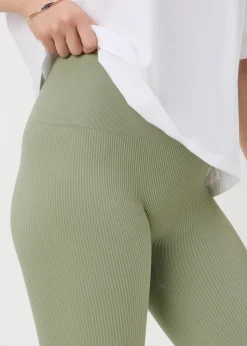 Sage Green Seamless Ribbed Leggings