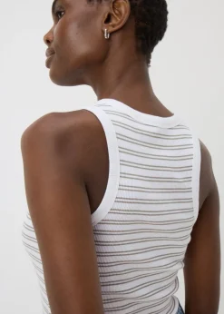 Sage Green Stripe High Neck Vest Top