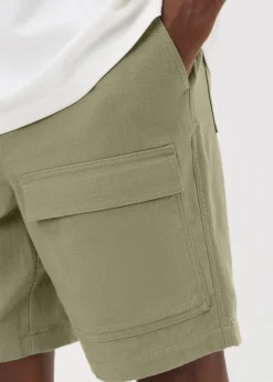 Sage Green Textured Pocket Shorts