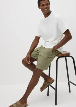 Sage Green Textured Pocket Shorts