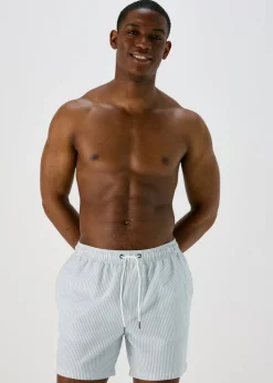 Sage Stripe Seersucker Swim Shorts