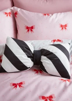 Sassy B Dotty Bows Black & White 3D Shaped Cushion (48x30cm)