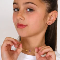 Say It With Children's Gold Pink Clover Necklace