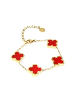 Say It With Red & Gold Teen Clover Chain Bracelet